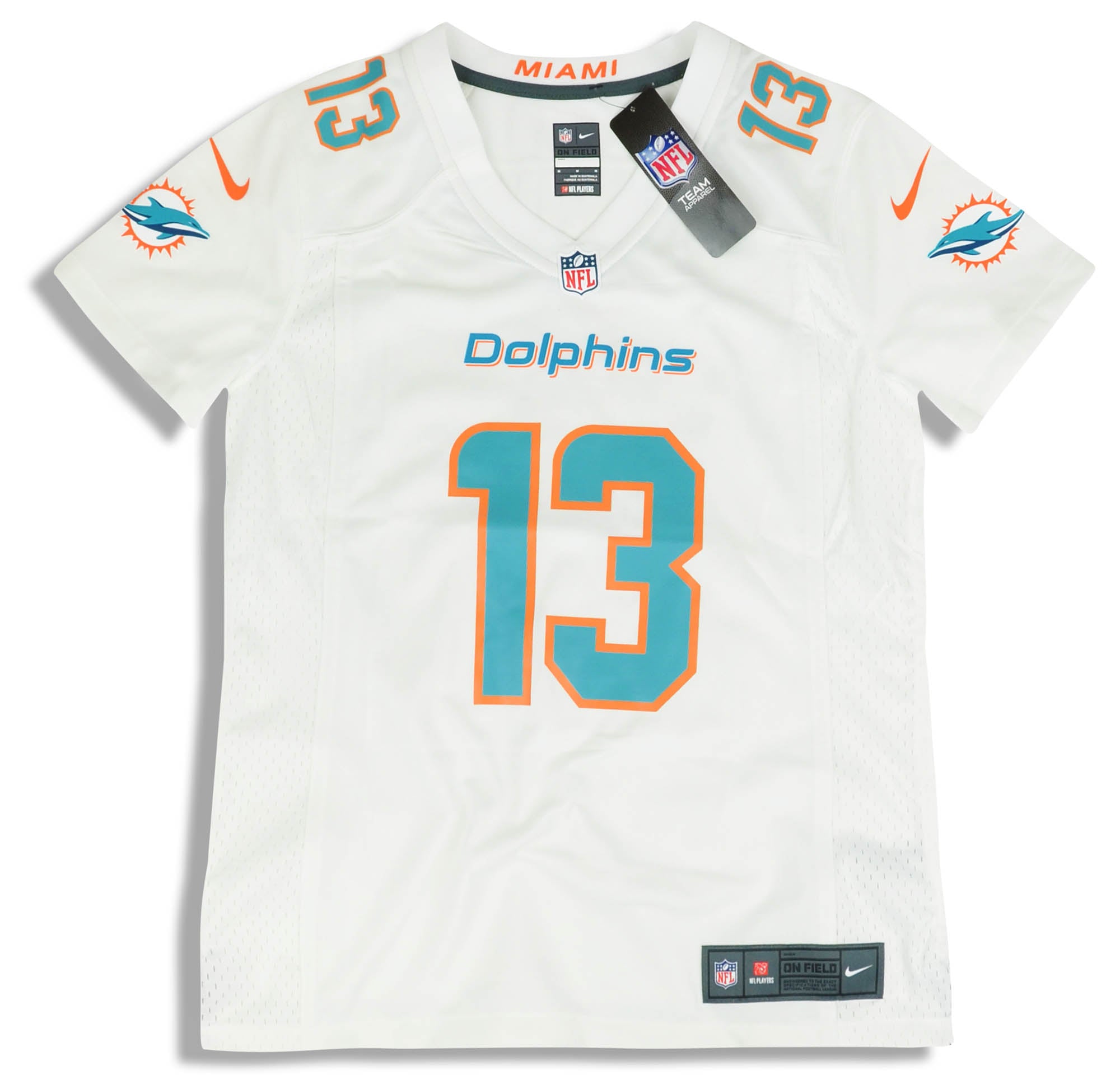 2018 MIAMI DOLPHINS MARINO #13 NIKE GAME JERSEY (AWAY) WOMENS (M) - W/TAGS