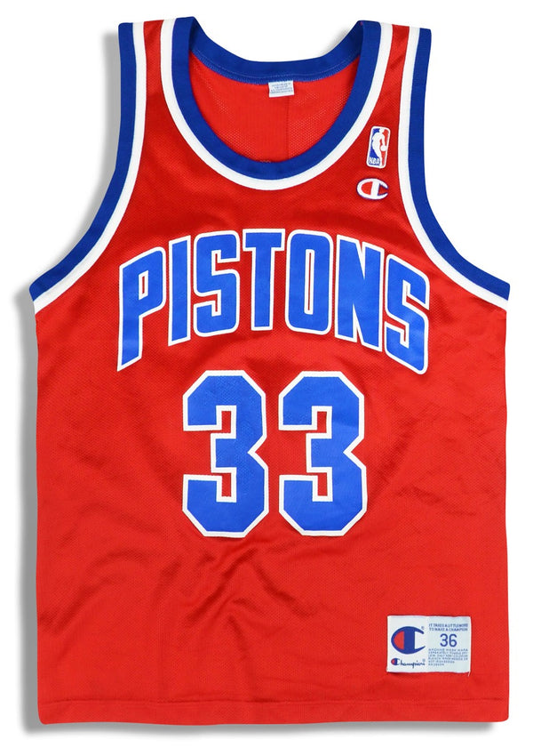 1996-00 DETROIT PISTONS HILL #33 CHAMPION JERSEY (HOME) L - Classic  American Sports