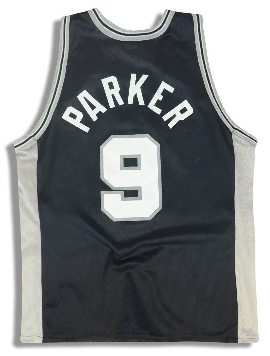 CHAMPION JERSEY PARKER #9 SHIRT SPURS NBA BASKETBALL KIT VINTAGE SIZE M  BLACK