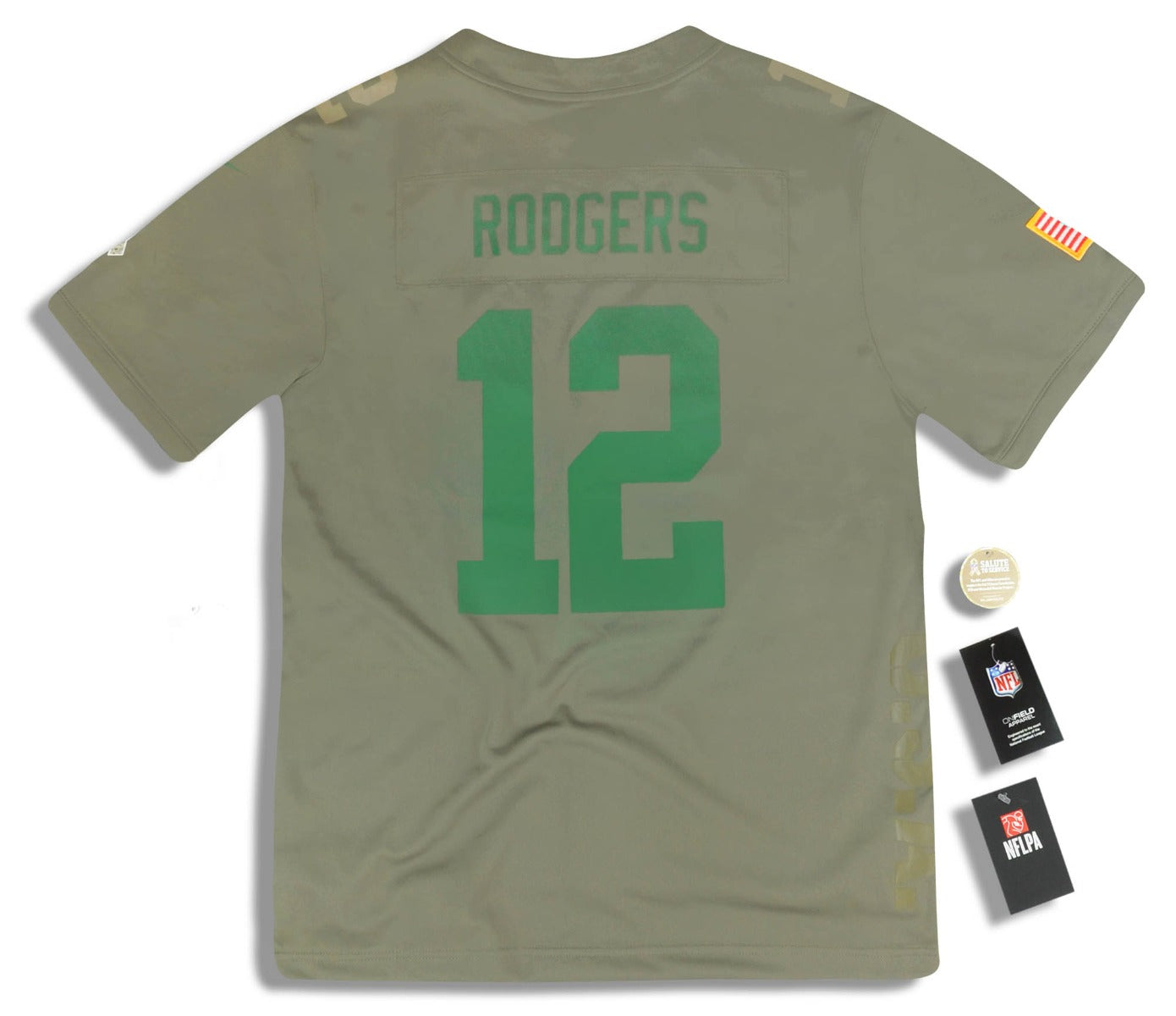 2018 GREEN BAY PACKERS RODGERS #12 SALUTE TO SERVICE NIKE LIMITED JERSEY (ALTERNATE) Y - W/TAGS