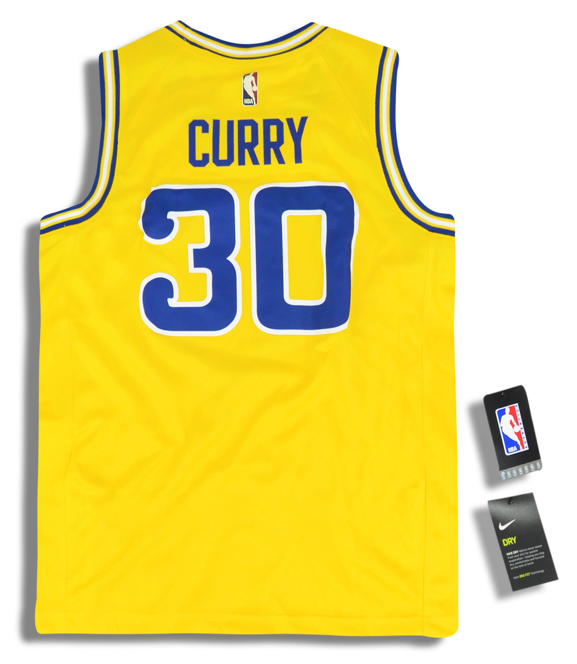 Golden State Warriors 30 Stephen Curry 1974-75 Throwback Hardwood Classics Revolution 30 Yellow NBA Jerseys