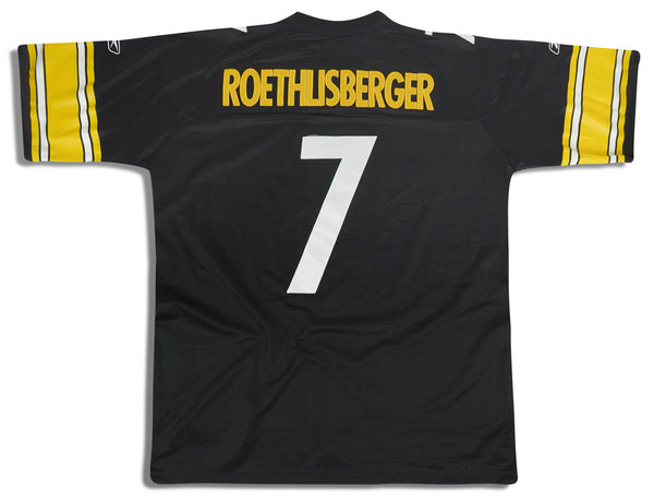 Reebok NFL Football Pittsburgh Steelers Black Gold #7 Ben Roethlisberger Player Jersey (YS)