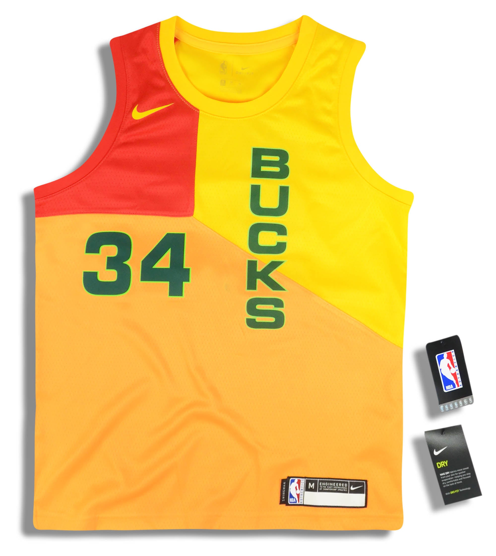 Giannis Antetokounmpo Milwaukee Bucks Nike City Jersey XL Swingman Orange  Yellow