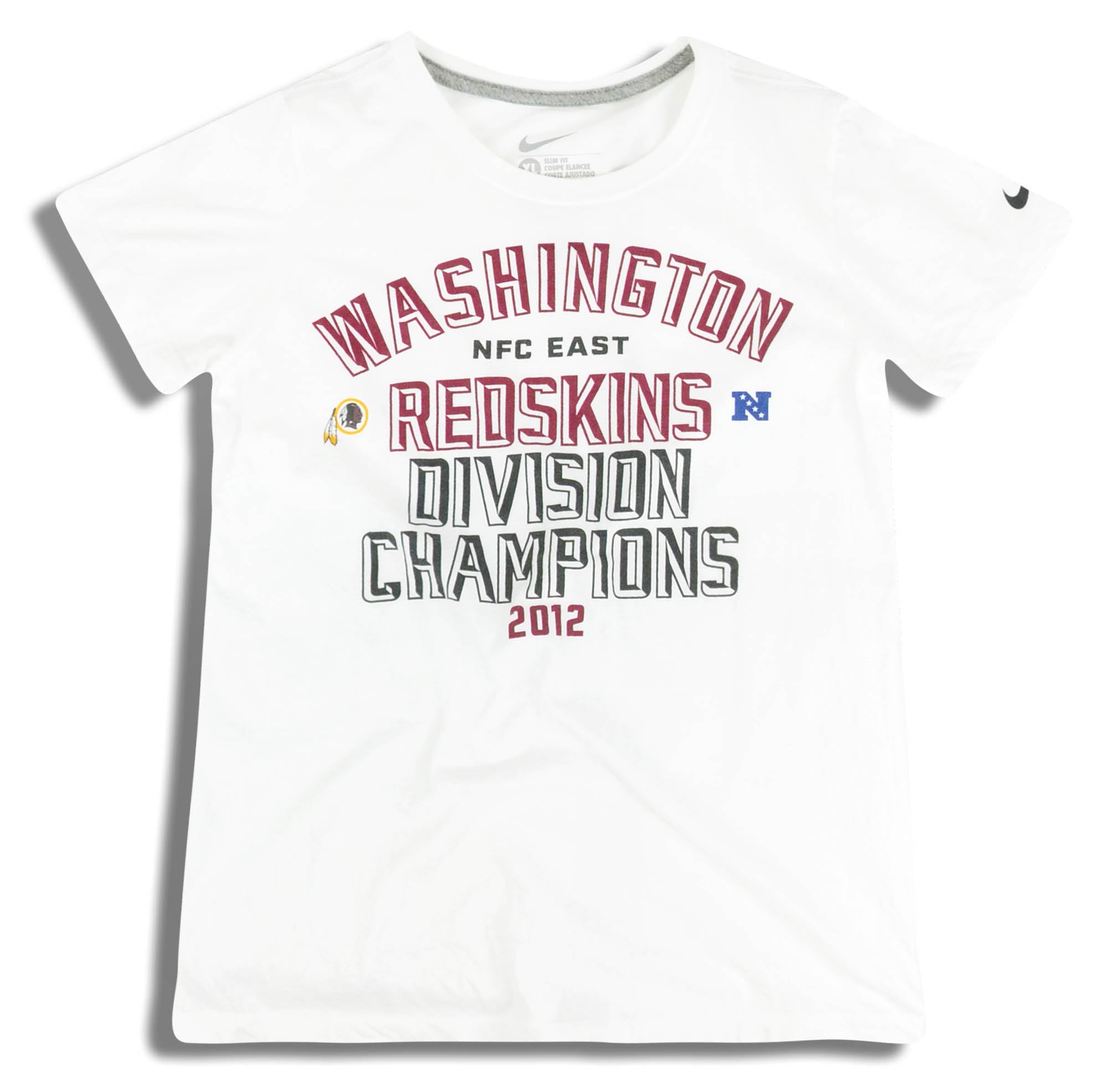 2012 WASHINGTON REDSKINS DIVISION CHAMPIONS NIKE GRAPHIC TEE WOMENS (XL)