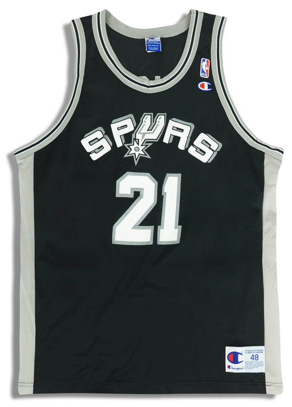 1997-01 SAN ANTONIO SPURS DUNCAN #21 CHAMPION JERSEY (AWAY) M - Classic  American Sports