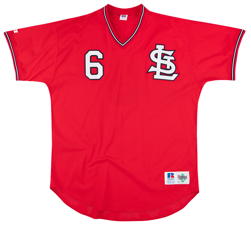 1990's ST. LOUIS CARDINALS HAARMANN #6 RUSSELL ATHLETIC DIAMOND COLLECTION  BATTING PRACTICE JERSEY XXL