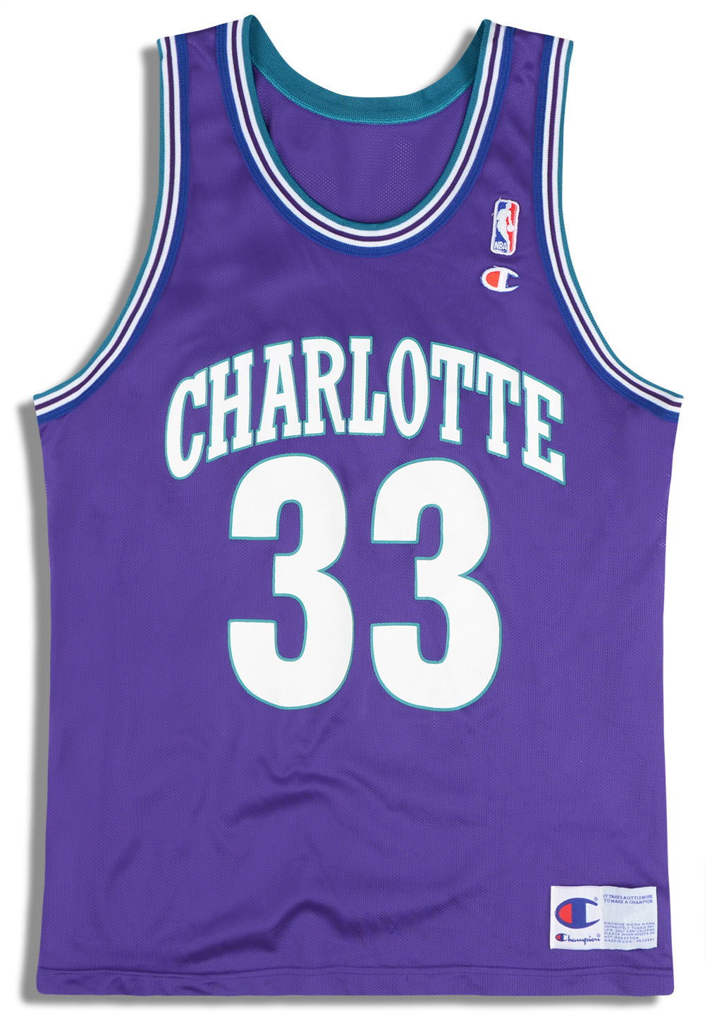 3 CHAMPION MADE IN USA CHARLOTTE HORNETS JOHNSON MOURNING JERSEY