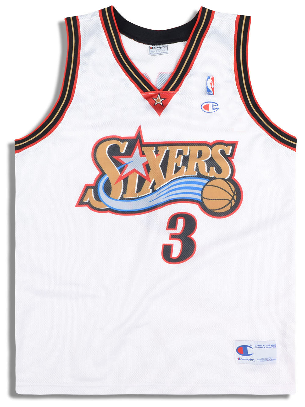 PHILADELPHIA 76ERS SIXERS NBA BASKETBALL CHAMPION JERSEY SHIRT VINTAGE  IVERSON#3