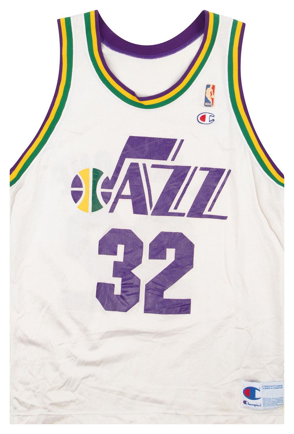Vintage 90s Champion Utah Jazz Karl Malone jersey 44 LARGE white