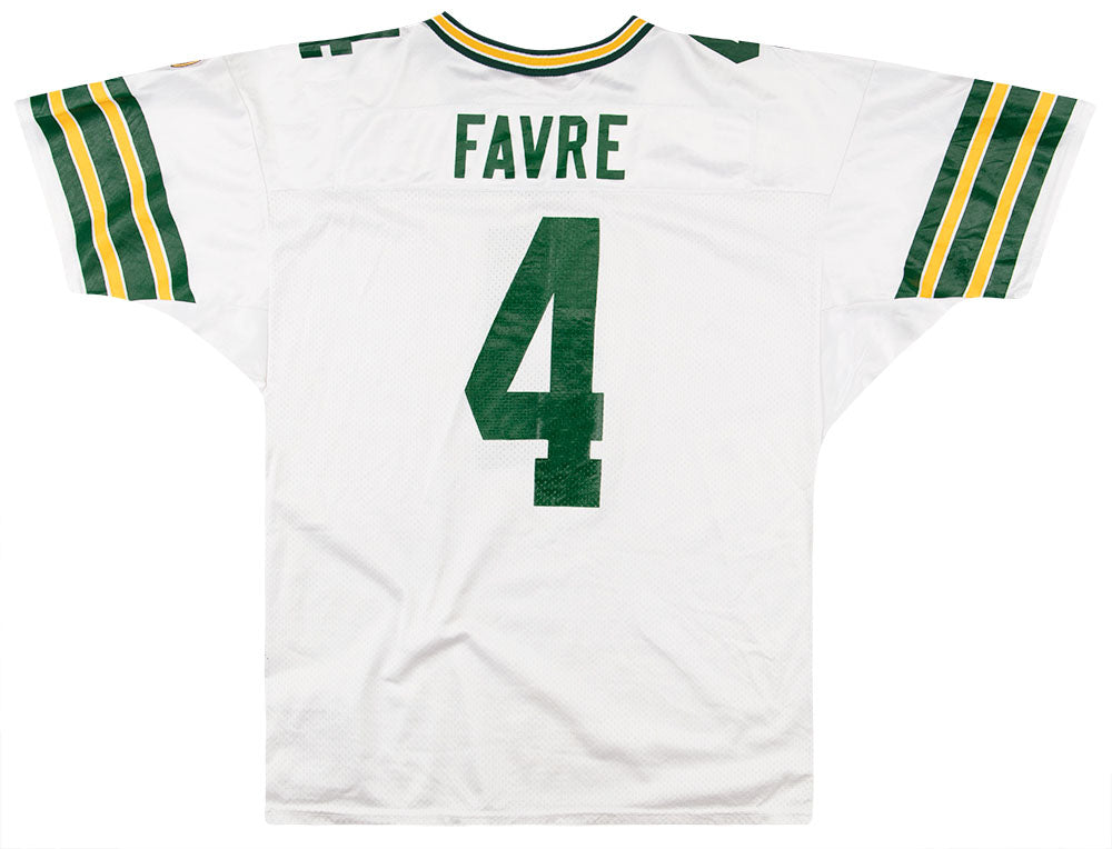 Vintage Brett Favre #4 Green Bay Packers Logo 7 Football Jersey Medium  White Nfl