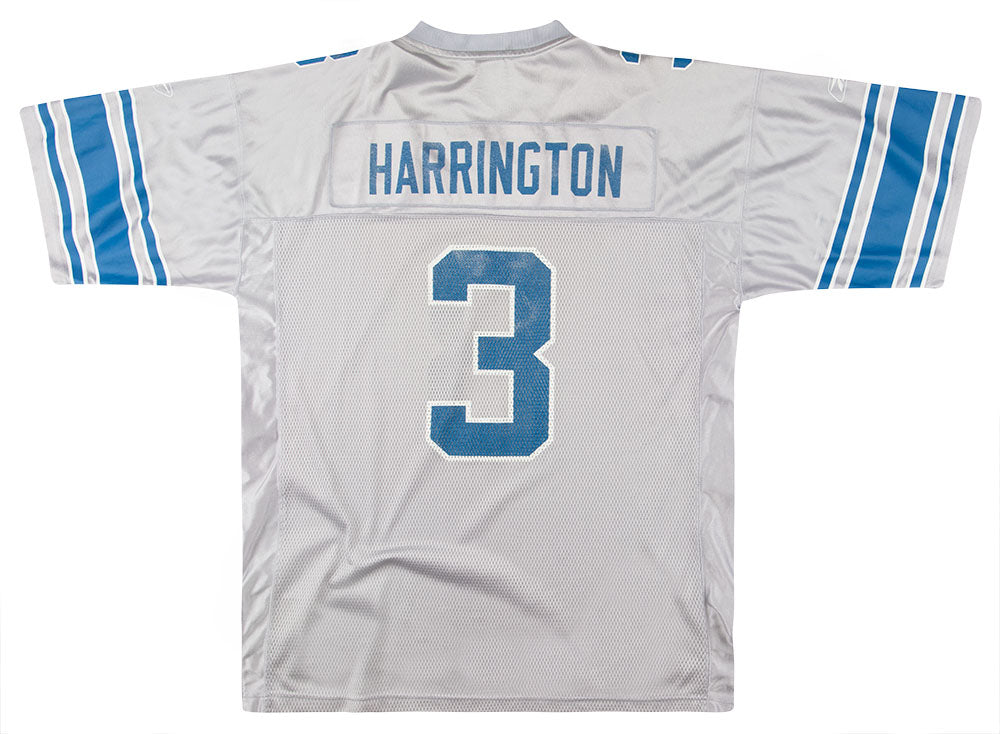 2002-04 DETROIT LIONS HARRINGTON #3 REEBOK ON FIELD JERSEY (ALTERNATE) -  Classic American Sports