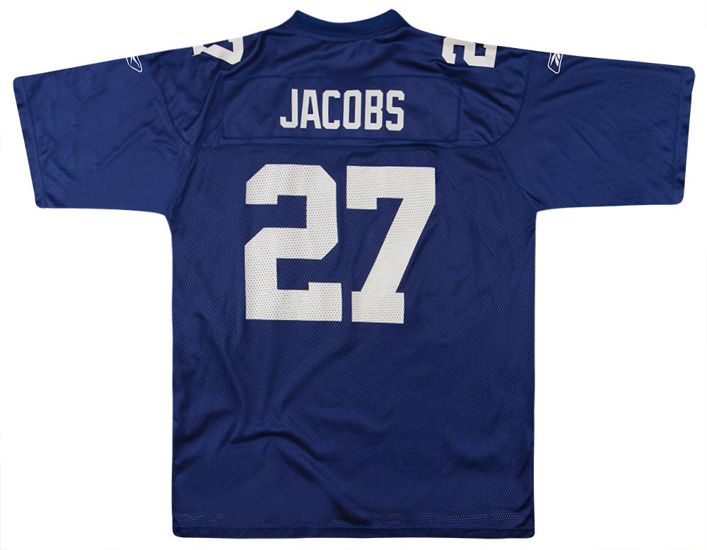 2008 NEW YORK GIANTS JACOBS #27 REEBOK ON FIELD JERSEY (HOME) XL