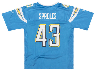 2008-10 SAN DIEGO CHARGERS SPROLES #43 REEBOK ON FIELD JERSEY (ALTERNATE) WOMENS (L)