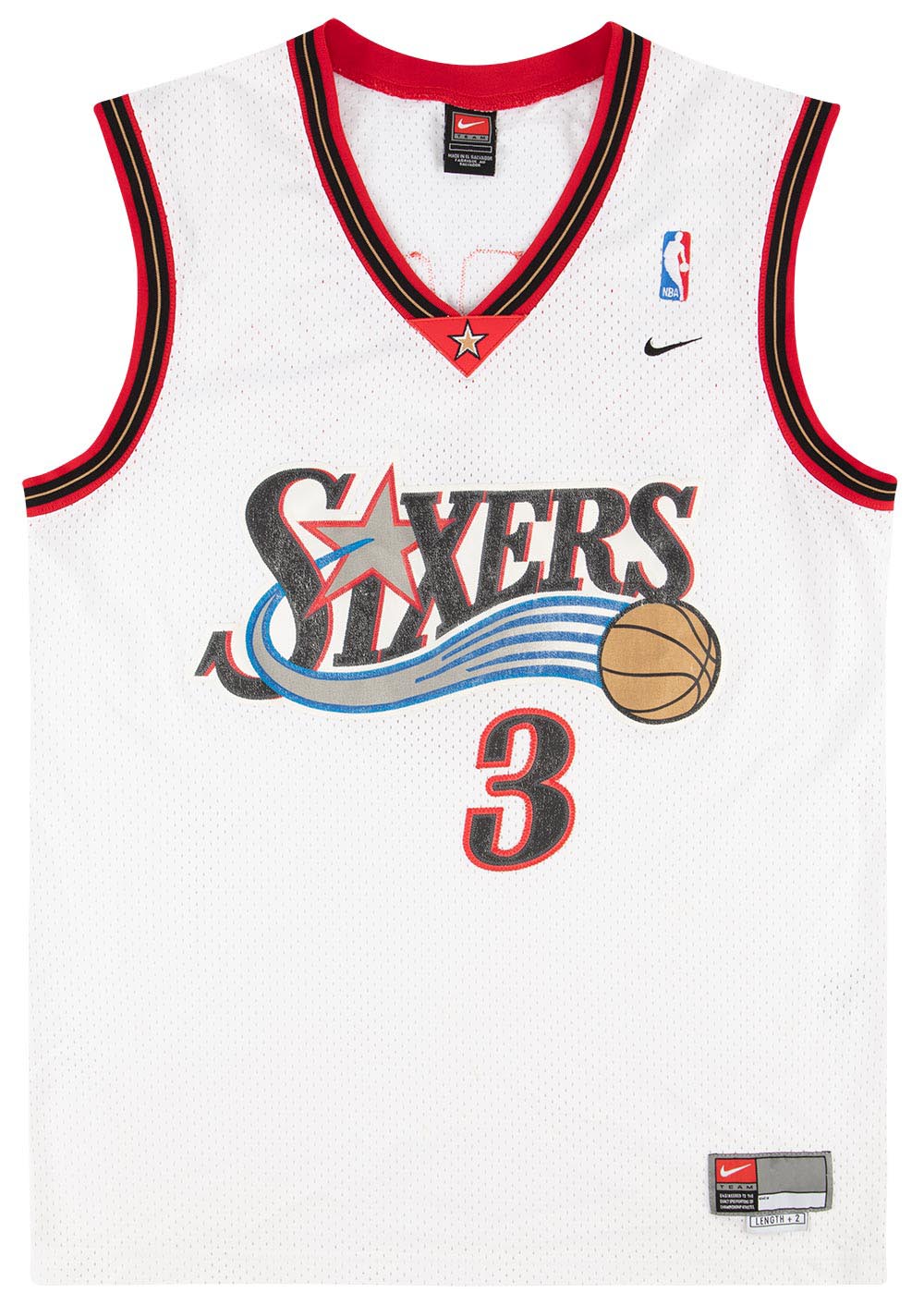Nike Allen Iverson Jersey Mens XLarge Philadelphia 76ers #3 white NBA Retro