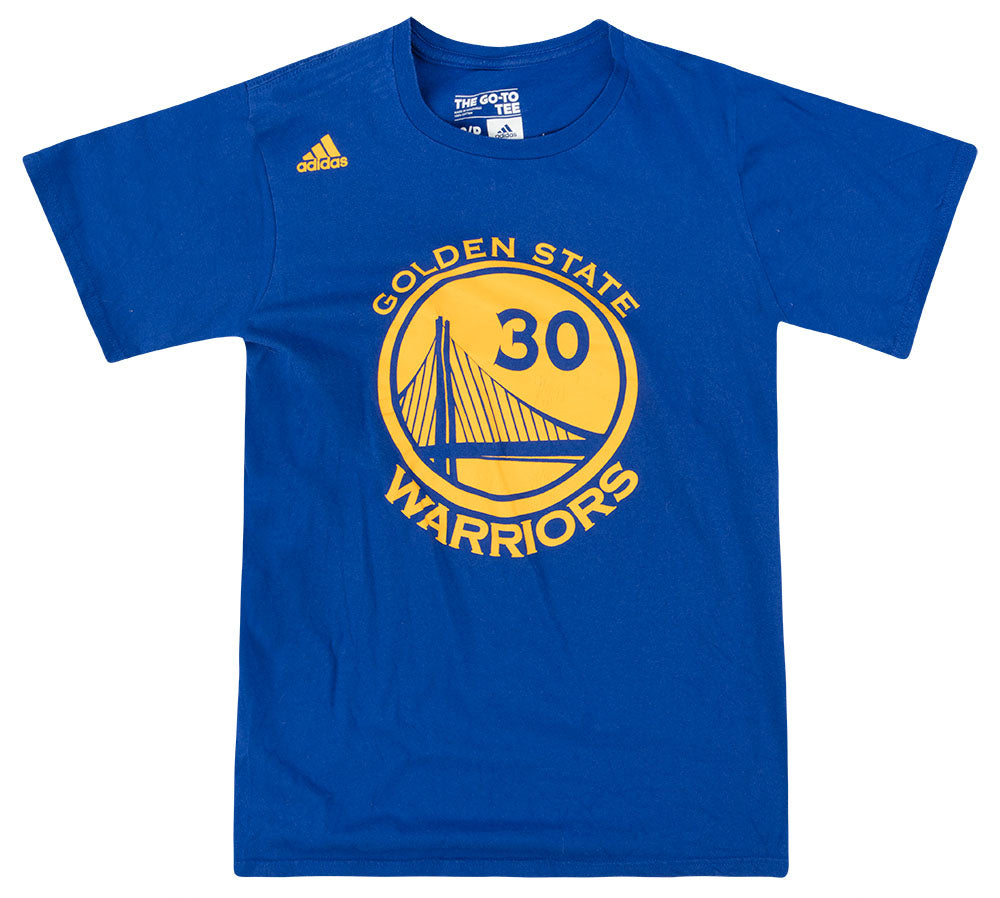 Golden State Warriors Boys T-Shirt XL Logo White Stephen Curry 30 Adidas  READ 
