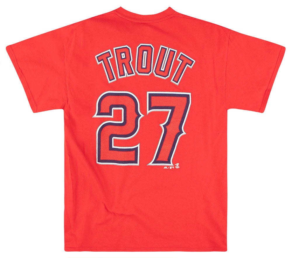 Mike Trout #27 Los Angelos Angels Majestic Black Jersey