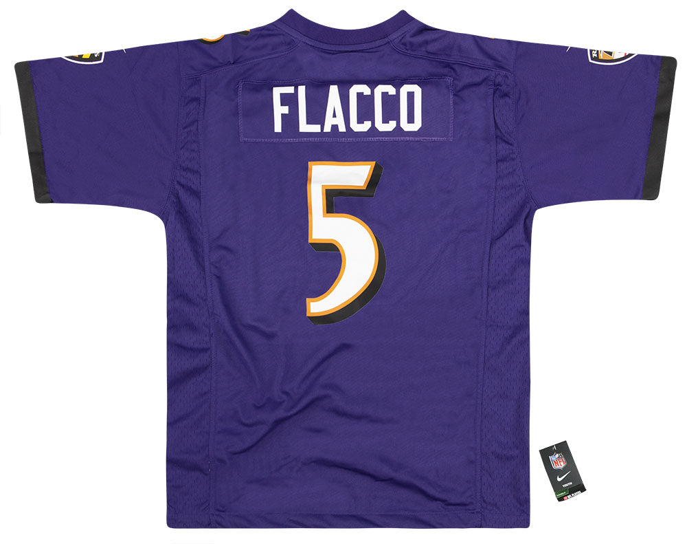 2012-18 BALTIMORE RAVENS FLACCO #5 NIKE GAME JERSEY (HOME) Y - W/TAGS
