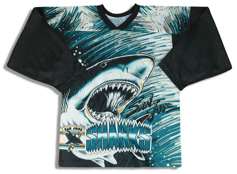 Vintage 90s NHL San Jose Sharks Jersey CCM Embroidered Sewn 
