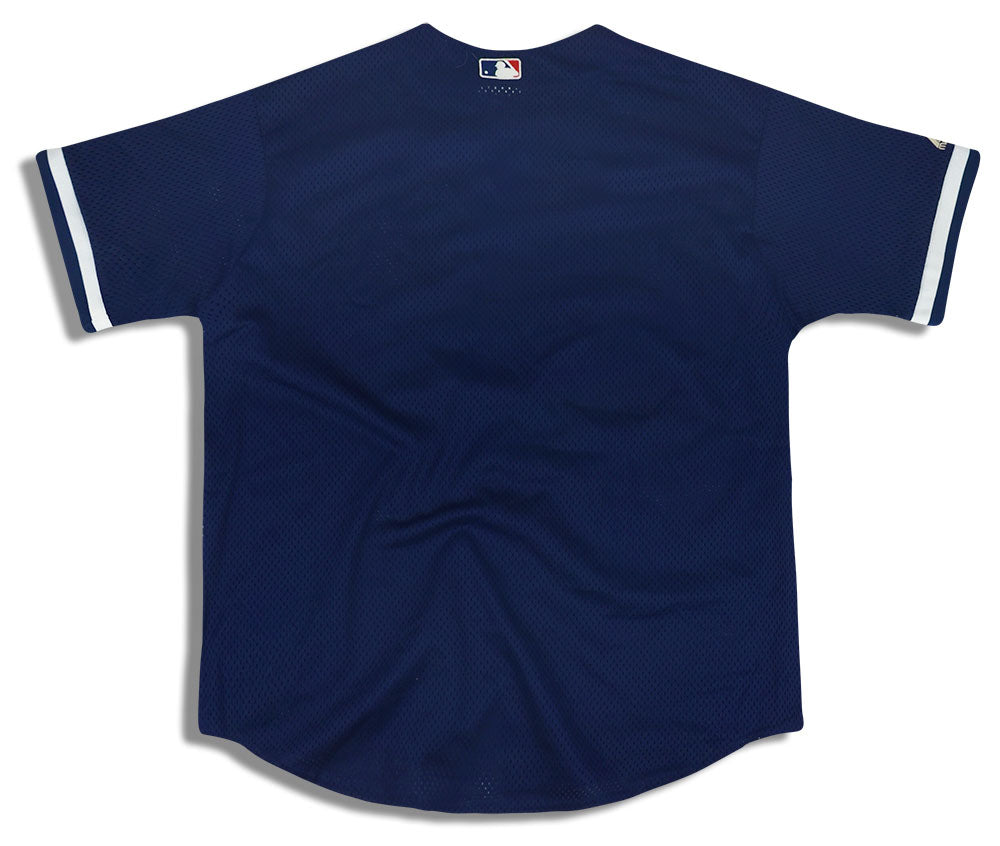 Majestic new york yankees navy Blue batting practice button down jersey sz  large