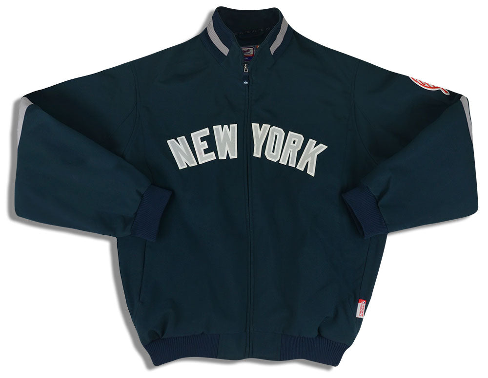 Men's Majestic Navy/Gray New York Yankees On-Field Therma Base Thermal  Full-Zip Jacket