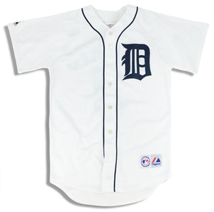 Wearing the Detroit Tigers MBL baseball jersey, made by Majestic