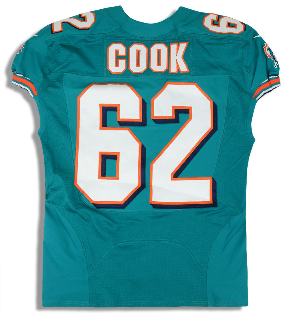 2012 MIAMI DOLPHINS COOK #62 NIKE GAME WORN JERSEY (HOME) XL