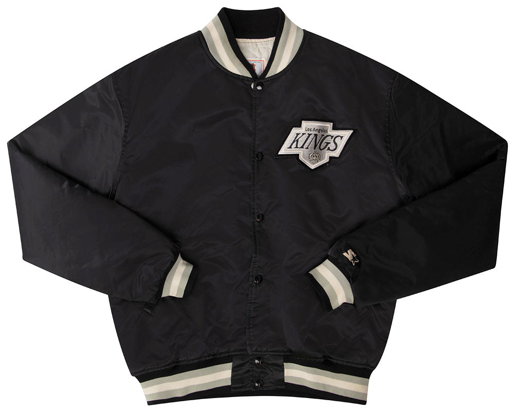 VTG 90s USA Starter Black NHL Los Angeles Kings Satin Bomber Jacket Me