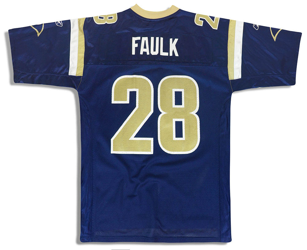 2005-06 ST. LOUIS RAMS FAULK #28 REEBOK ON FIELD JERSEY (HOME) L