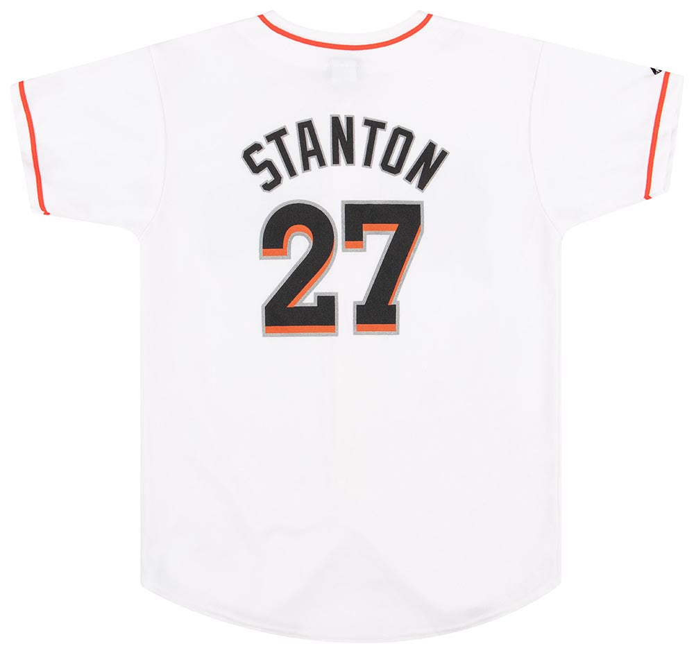 2012-15 MIAMI MARLINS STANTON #27 MAJESTIC JERSEY (HOME) Y - Classic  American Sports