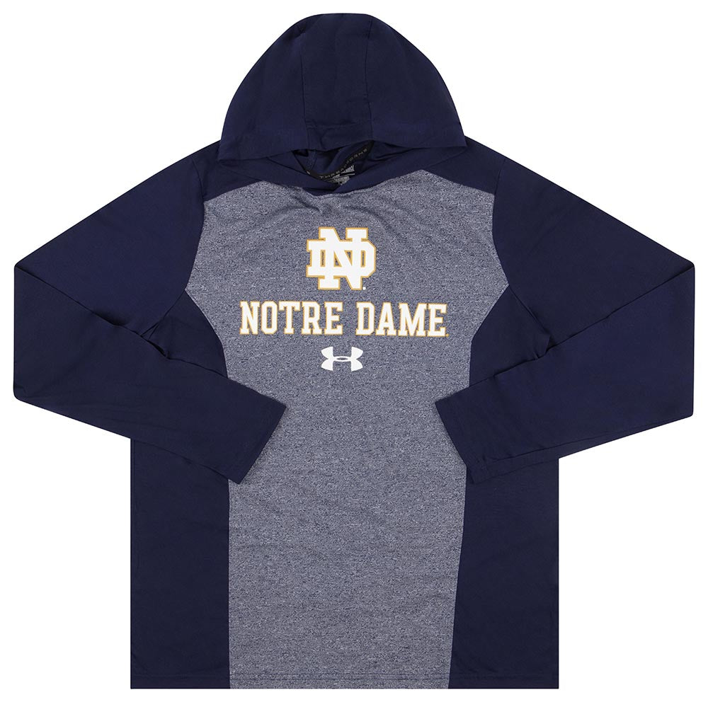 2017 NOTRE DAME FIGHTING IRISH UNDER ARMOUR L/S HOODED TEE M