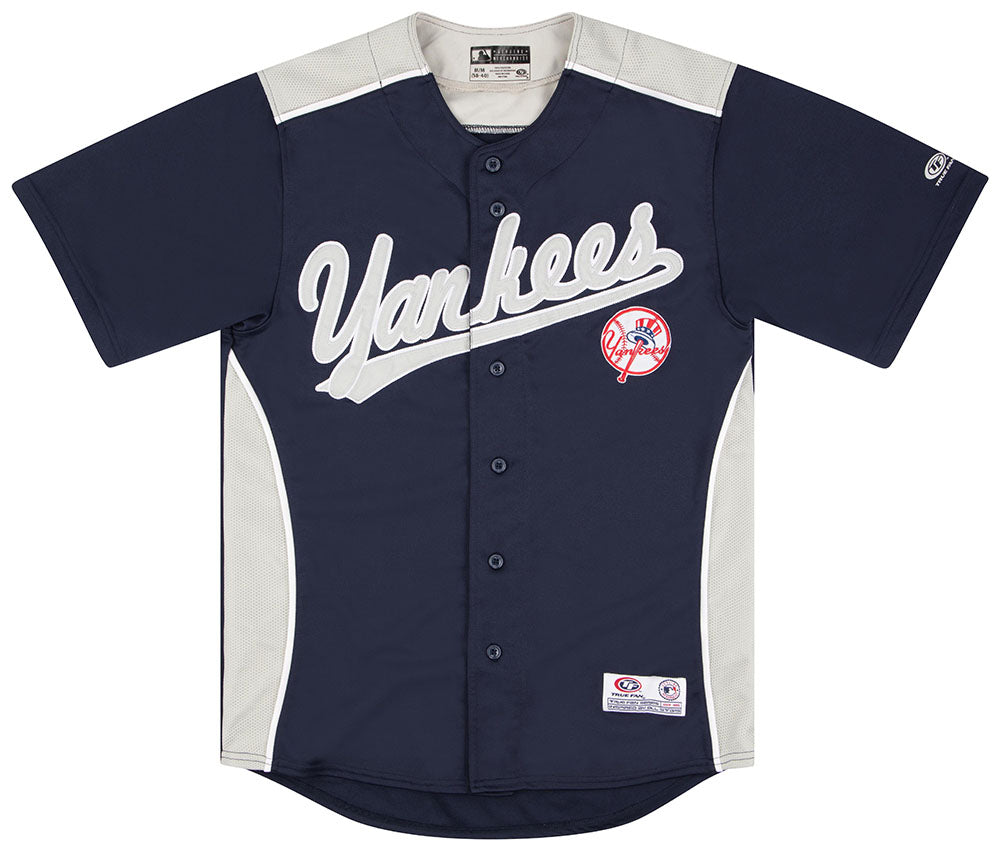 Vintage Yankees Jersey Blue Grey New York True Fan Baseball 