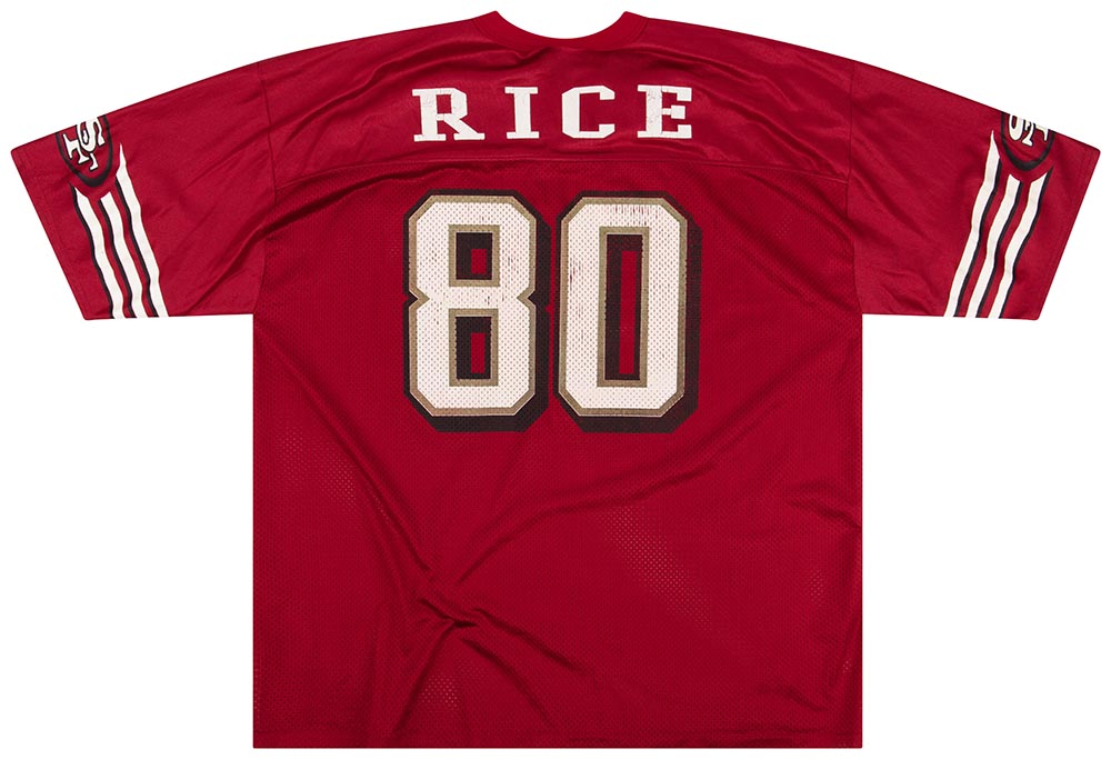 1996-00 SAN FRANCISCO 49ERS RICE #80 LOGO ATHLETIC JERSEY (HOME) XL -  Classic American Sports